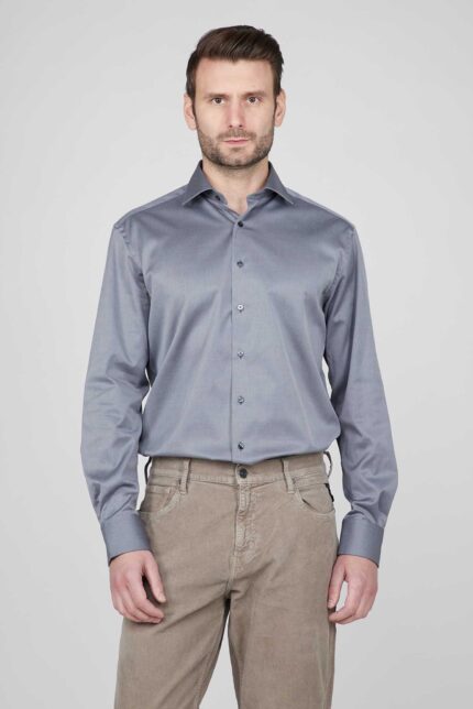 MODERN FIT ОДНОТОННА СОРОЧКА СІРОГО КОЛЬОРУ ETERNA