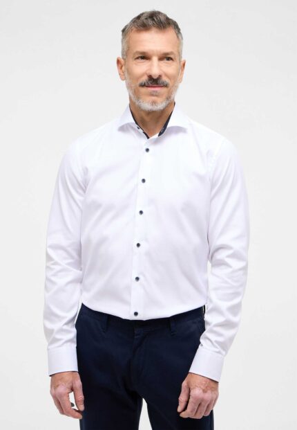 SLIM FIT СОРОЧКА ОДНОТОННОГО БІЛОГО КОЛЬОРУ ETERNA