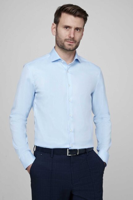 SLIM FIT ОДНОТОННА СОРОЧКА СВІТЛО-БЛАКИТНОГО КОЛЬОРУ ETERNA