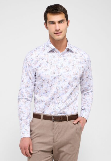 SLIM FIT СОРОЧКА З ПРИНТОМ МАНДАРИНОВОГО КОЛЬОРУ ETERNA